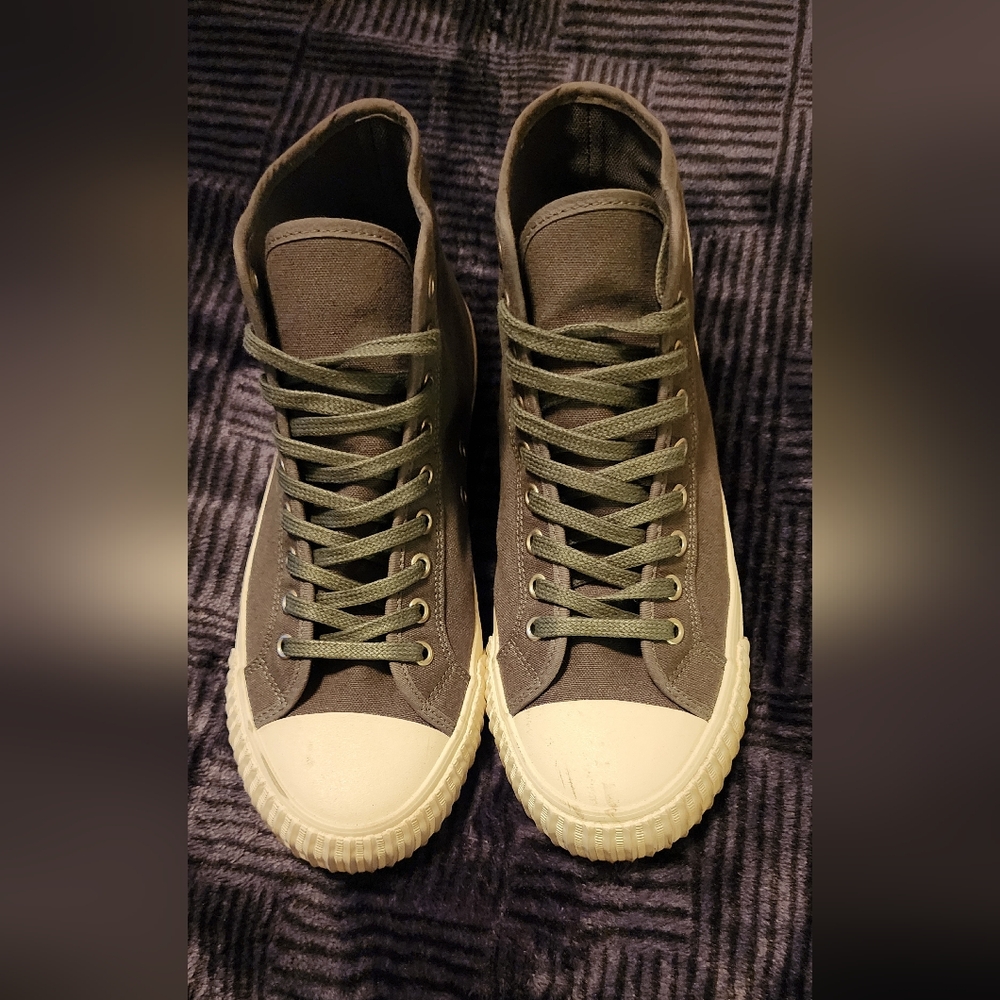 P.F. Flyers Olive and White Sneakers
